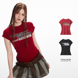 HeyHenry Europeu Americano Nicho Carta Impressão Em Torno Do Pescoço Quente Menina All-Match Casual Camiseta Feminina Sl