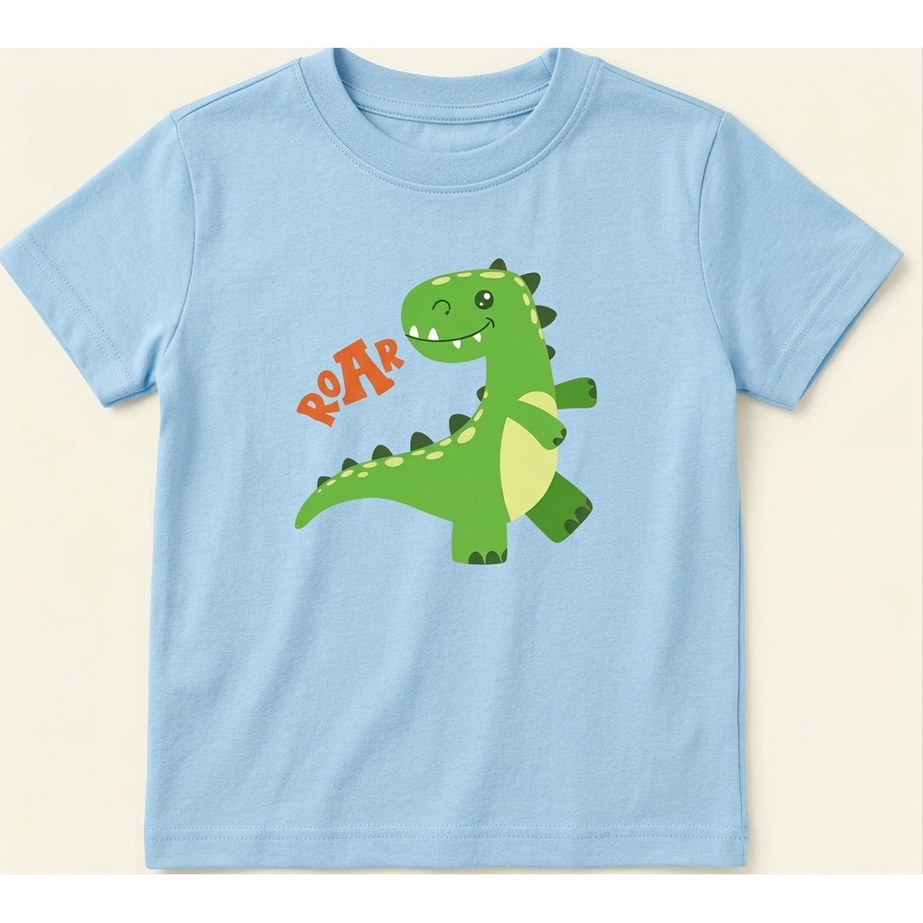 Camiseta Infantil Dinossauro 100% Algodão para Crianças Menina Menino Uso Diário Confortável