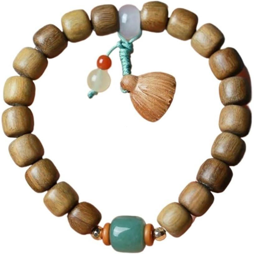 Pulseira de Terços, Terços Budistas, Terços de Madeira de Sândalo Verde Feitos à Mão, Unissex, Corrente de Terços Mala p