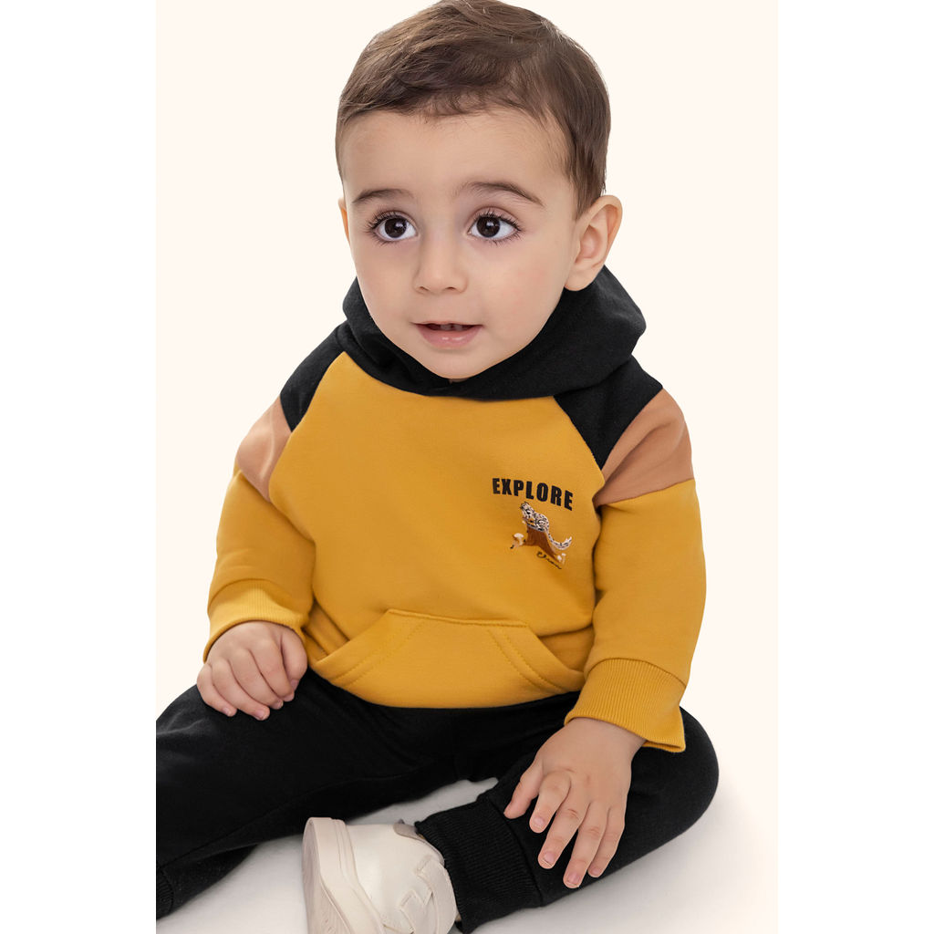 Conjunto Bebê Menino Com Capuz Explore Elian Amarelo