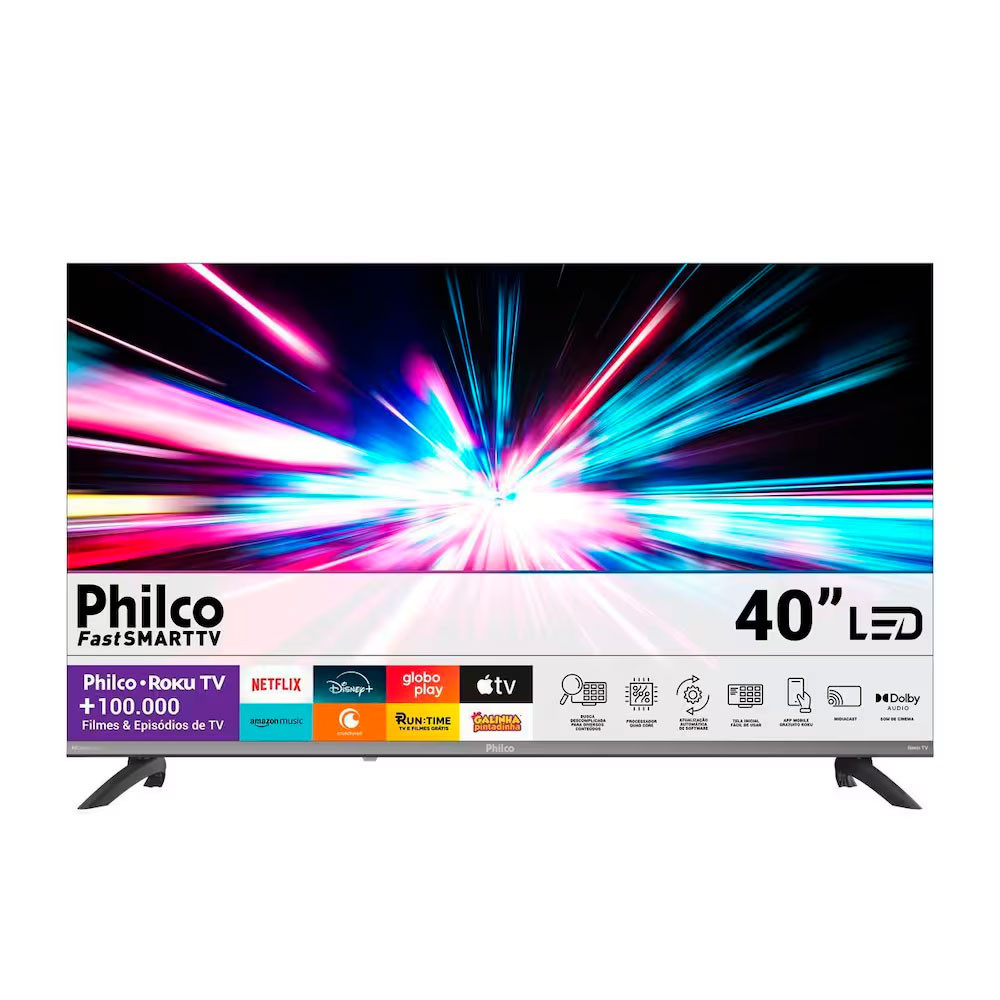 Smart TV 40 Full HD P40CRA Roku TV HDR10 Dolby Audio Philco