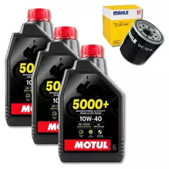 KIT TROCA DE ÓLEO YAMAHA XJ6 R3 MT 07 MT 09 MT 03 NINJA 300 Ninja 400 3L MOTUL 5000+ JASO MA2 10W-40 4T + Filtro Mahle