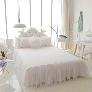 Princesa estilo puro algodão puro algodão saia de cama de uma peça conjunto de três peças colcha antiderrapante 1.5m1.8m