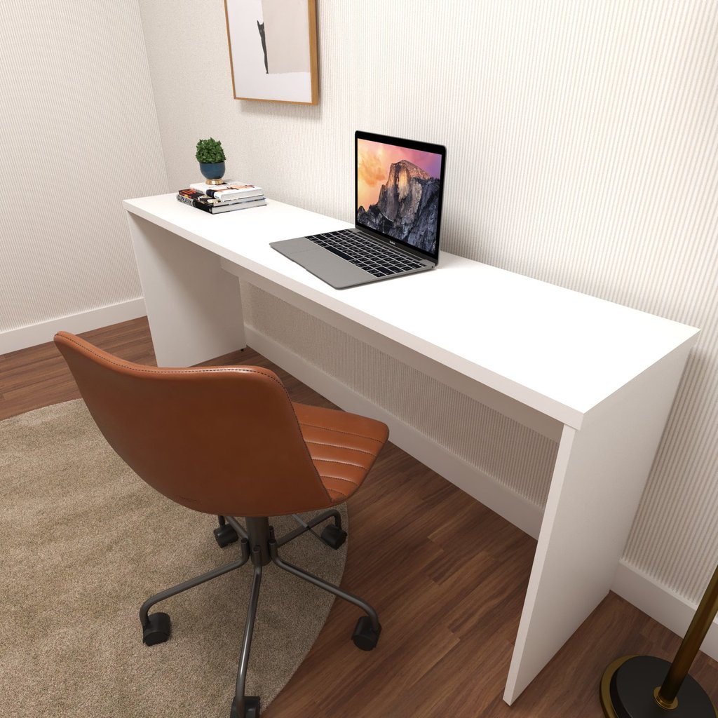 Escrivaninha Mesa Escritório 100% MDF 180CMX42CM 180cm Branca Branco