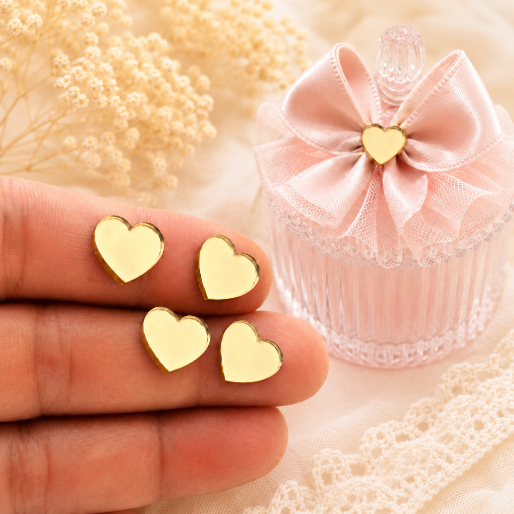 Mini Aplique Coração Espelhado Para Laços Tiaras Artesanato 1 cm