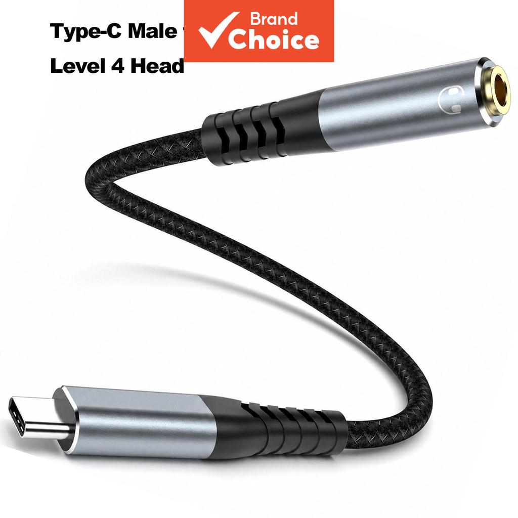 TOILEUM Adaptador de Áudio USB-C para 3,5mm Fêmea TRRS Cabo de Extensão de Fones de Ouvido DAC Hi-Res 16bit 48kHz