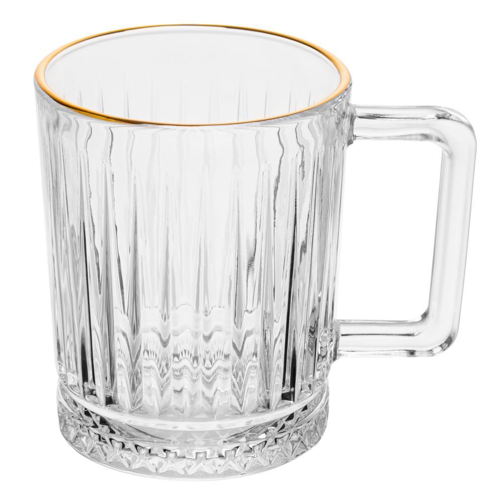 Xícara de Chá Deli Diamond com Fio de Ouro 200ml Cristal Lyor Elegante para Mesa Posta Cozinha Sala Presente Sofisticada