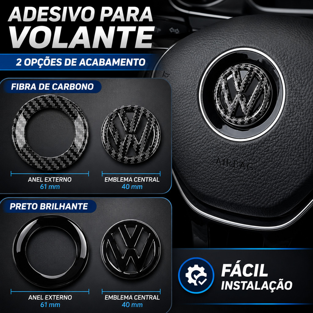 2 Peças Logotipo Do Volante Crachá Capa Anel Guarnição Para Volkswagen Golf MK4 MK5 MK6 MK7 Bora Lavida Santana Virtus V