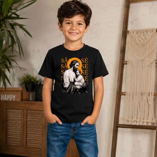 Camiseta Infantil São José Católica 100% Algodão Premium Confortável Estilosa Presente Religioso Envio Rápido