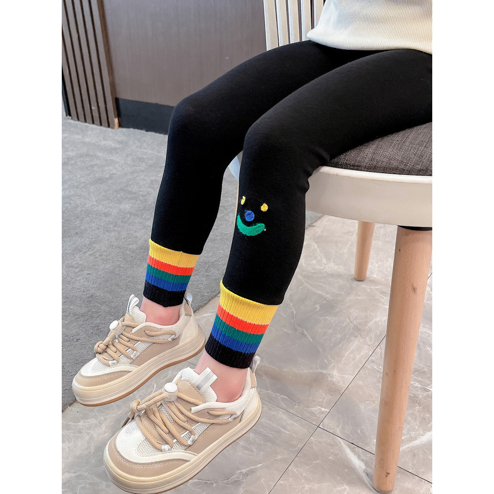 Meninas Leggings primavera outono estilo ocidental colorido rosqueado crianças exterior usar meninas calças compridas ou