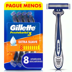 Aparelho de Barbear Descartável Gillette Prestobarba3 Leve 8 Pague 6 Unidades