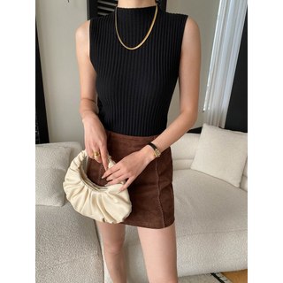 Único quente menina colete High-End sentimento preto fora do ombro exterior usar camisola de malha feminino Extravag