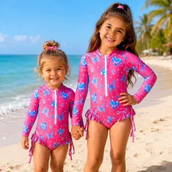 Maiô infantil manga longa proteção UV