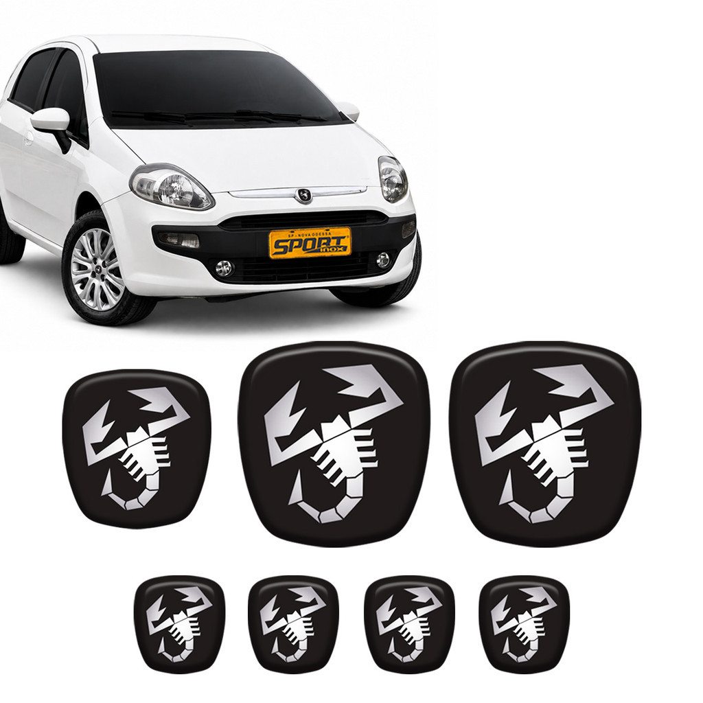 7 Adesivos Abarth Preto Resinado Para Palio e Punto Emblema