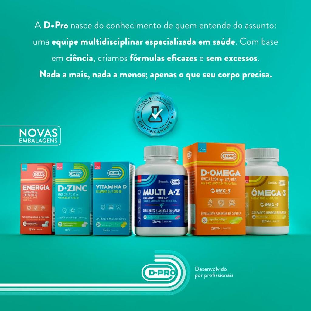 Suplemento Energia com Cafeína, Taurina, Vitamina D e Zinco 30 Comprimidos DPRO — imagem 2 de 2