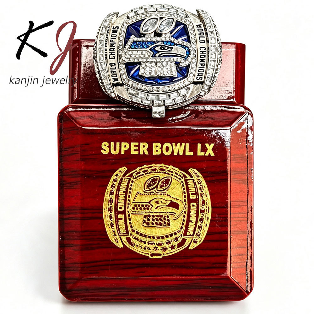Anel Oficial de Campeão do Seattle Seahawks 2026 com Design Rebatível, Anel Comemorativo da NFL 0D6G