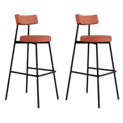 Conjunto 2 Banquetas Altas Revestimento Sintetico Stout Est. Preta