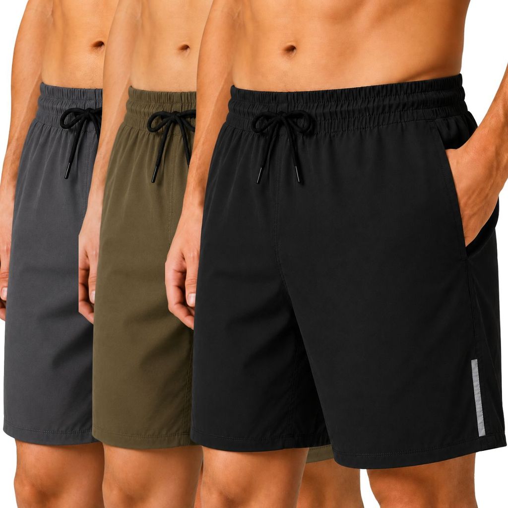 Kit 3 Bermudas Masculina Academia Short Tactel Elastano Fitness