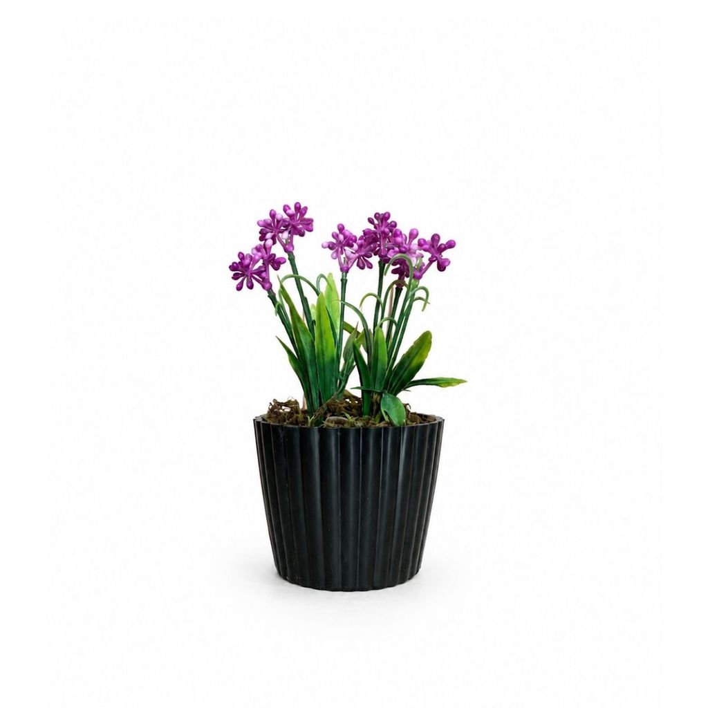 Mini Vaso Preto com Flor Artificial para Decoração