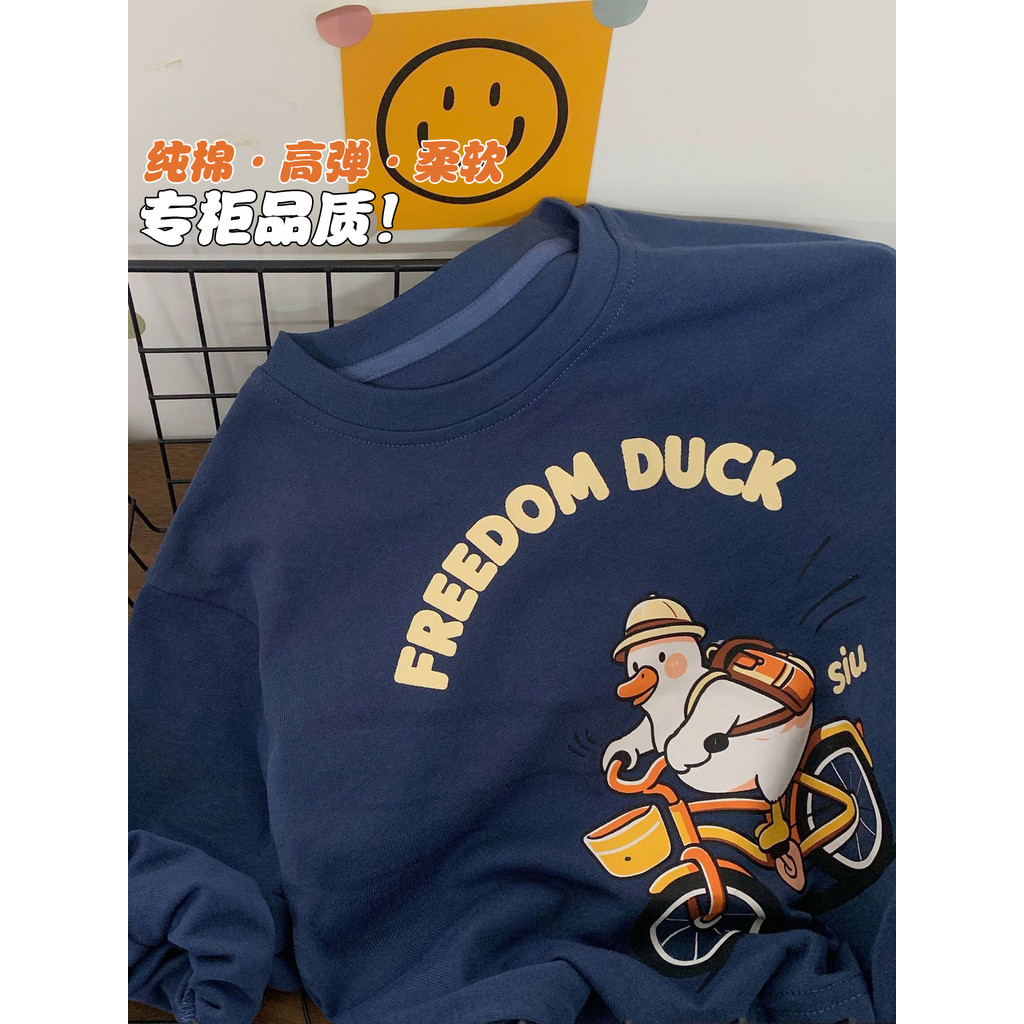 Crianças roupas infantis meninos camiseta de manga comprida azul impressão dos desenhos animados 2026 primavera outono n