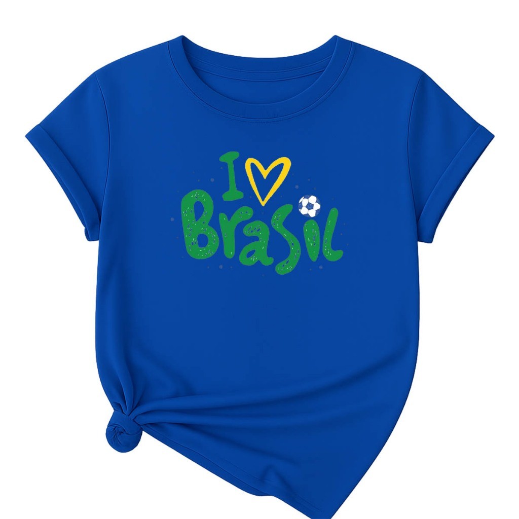 Camiseta T-Shirt Confortavel Linda Camisa Casual Algodão Influencer I Love Brasil Eu Amo Brasil Hexa Pais Do Futebol NR