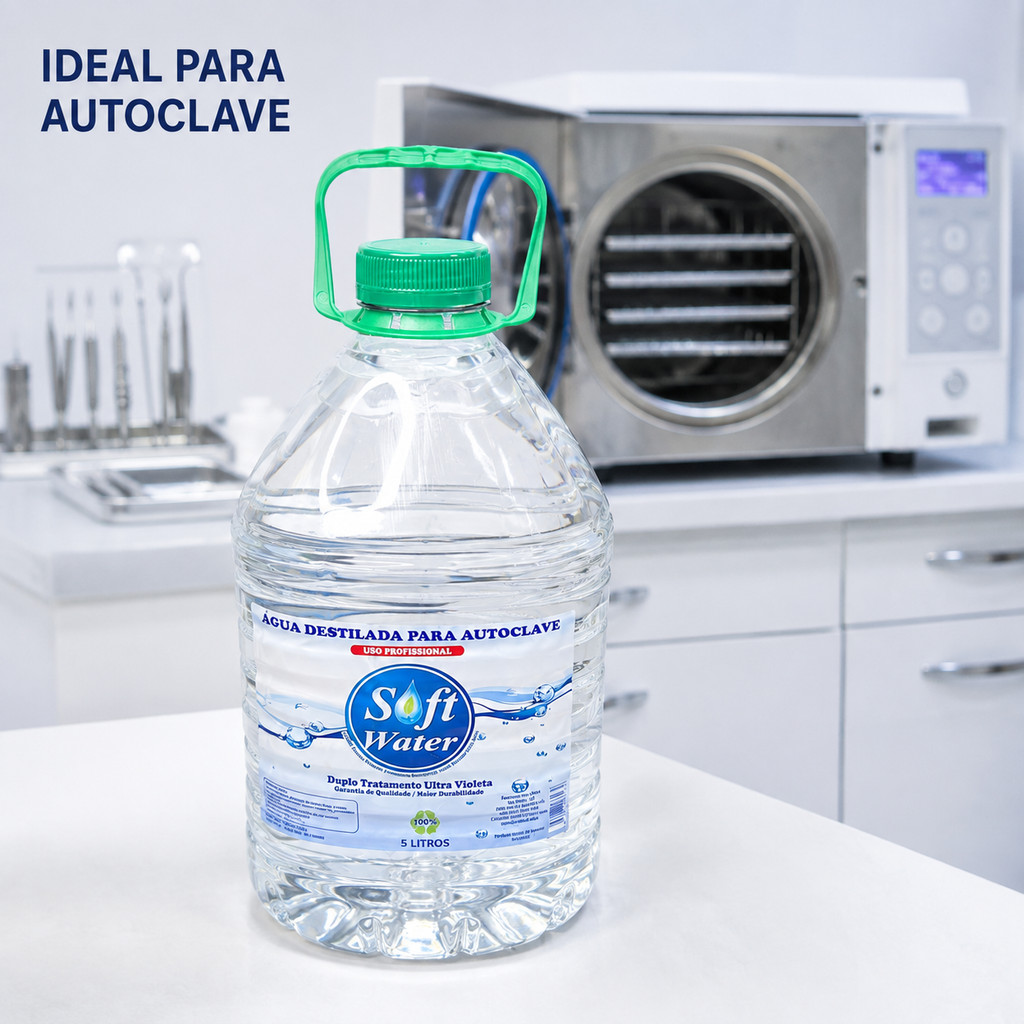 KIT 1/2/3 Água para Autoclave Soft Water 5 Litros Uso Profissional Clínica Consultório e Laboratório