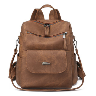 Mochila Feminina Simples e Estilosa, Estilo Coreano, Grande Capacidade, Bolsa Escolar de Couro