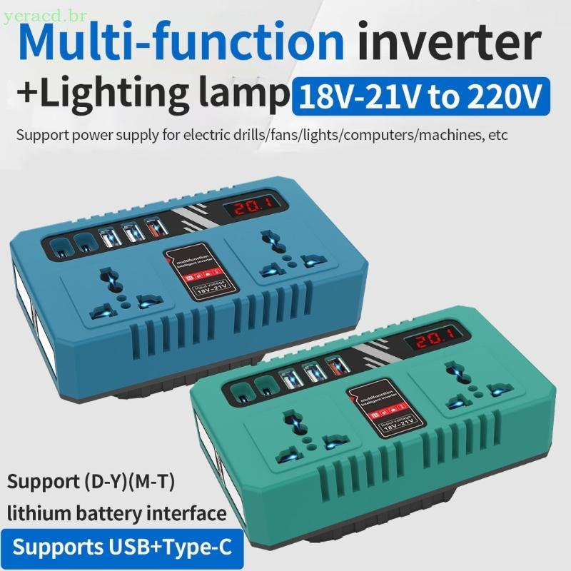 Inversor Veículo YERA Para Viagens Estrada 18V-21V Entrada Dois Painéis Saída Portas Carregamento USB E Leit