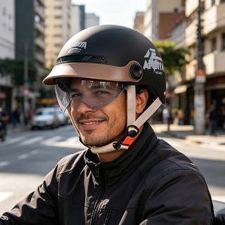 Capacete de motocicleta protetor solar de verão com óculos de sol capacete de bicicleta elétrica Material ABS