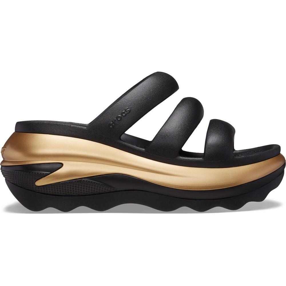 Sandália crocs mega crush metallic triple strap black/gold