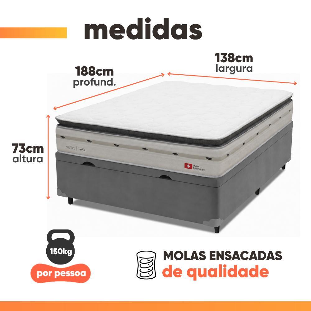 Cama Box Baú Casal Molas Ensacadas Orion 138x188x73cm Herval - Suporta até 150 kg por pessoa — imagem 2 de 2