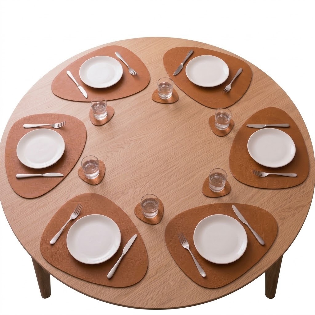 Jogo Americano Mesa Posta Kit Couro Sintético 40x30 com Porta Copo Sousplat Mesa de Jantar Impermeável