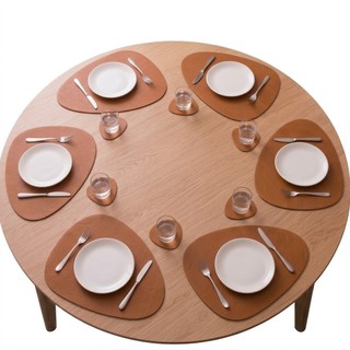 Jogo Americano Mesa Posta Kit Couro Sintético 40x30 com Porta Copo Sousplat Mesa de Jantar Impermeável