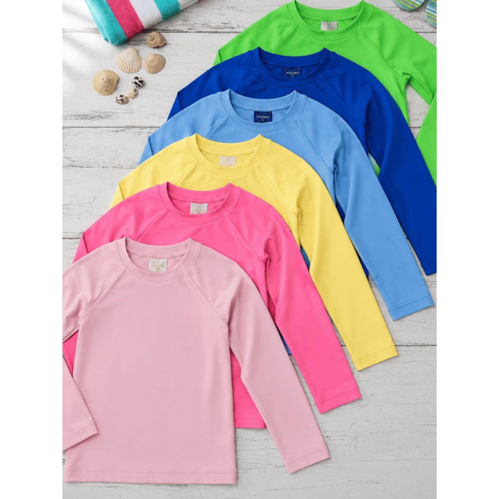 Camiseta UV50+ Infantil Manga Longa Proteção Solar Praia Piscina Menino Menina(Feminino Sortido,3)