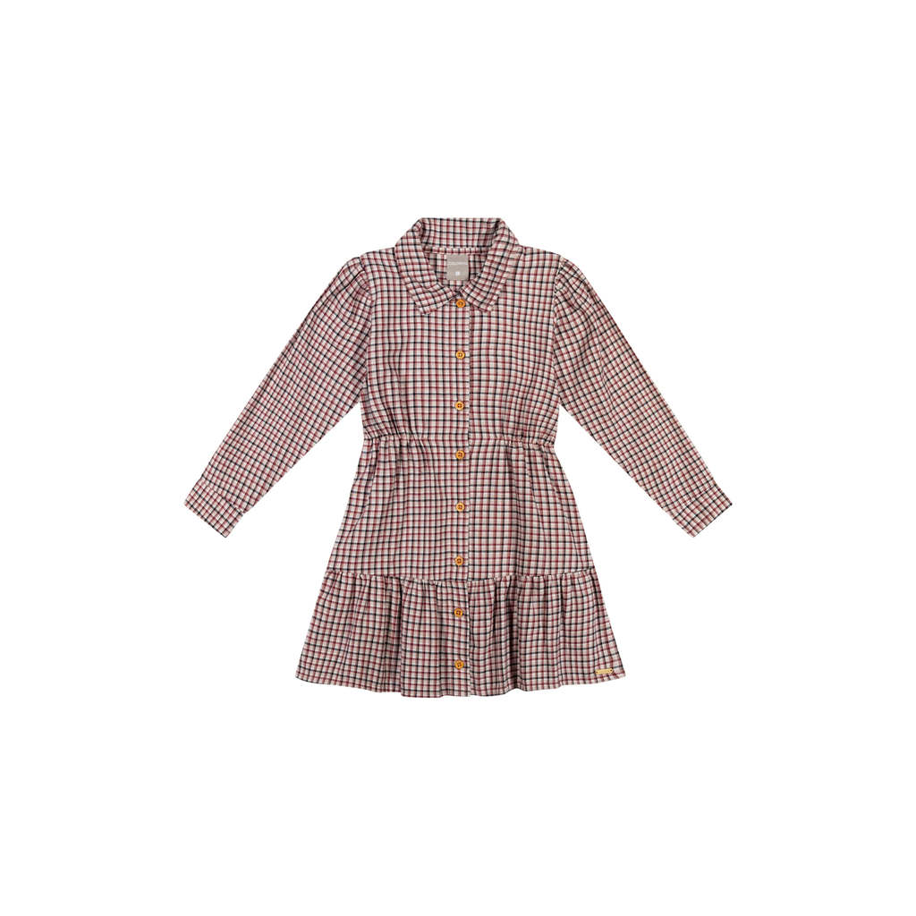 Vestido Infantil Menina Flanela Botões Colorittá Bordô