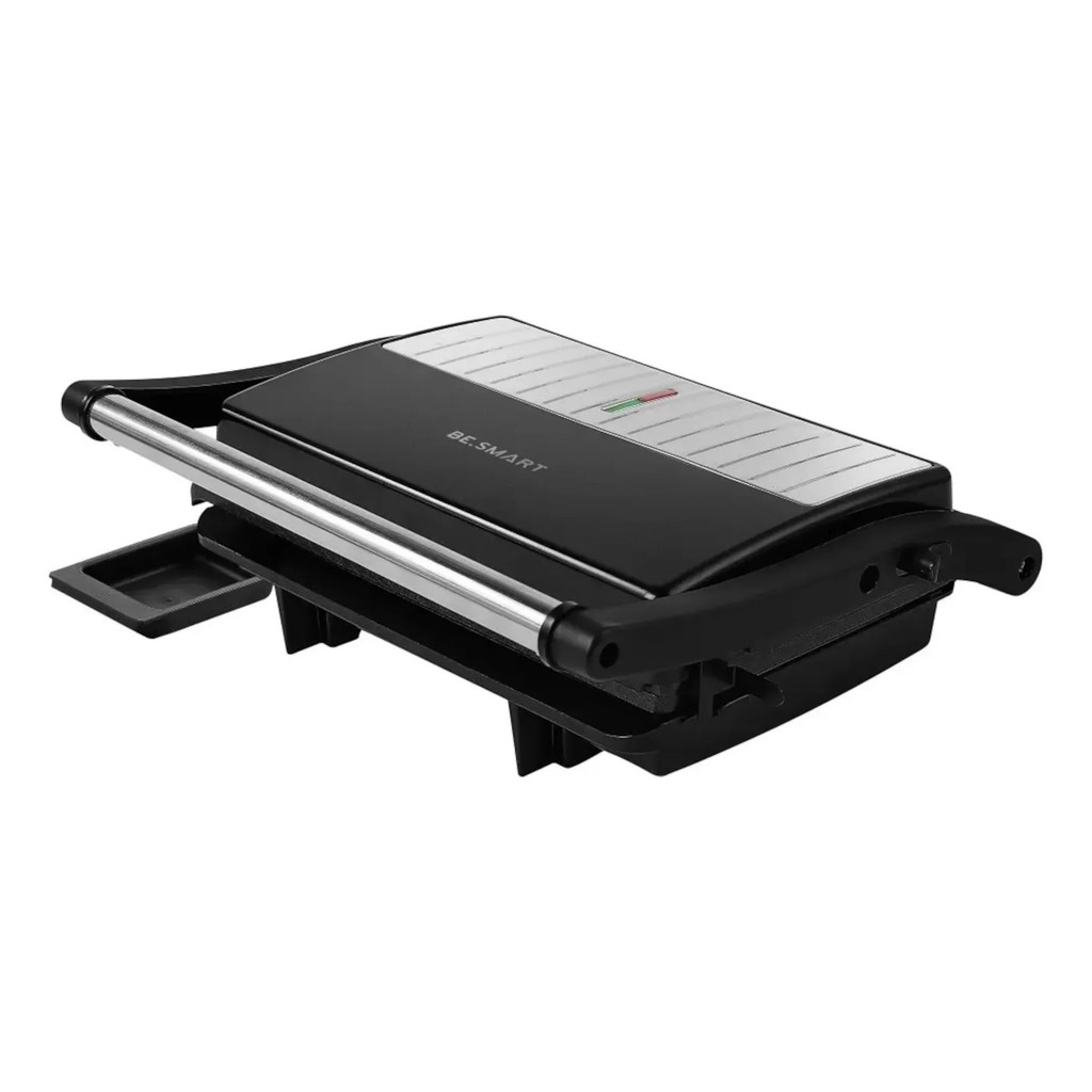 Grill Eletrico Sanduicheira com Coletor de Gordura Preto e Inox