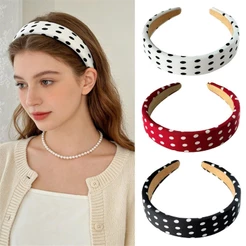 Retro Polka-Dot Esponja Bandana Elegante Largo Cetim Hairband Acessórios De Cabelo Para Mulher