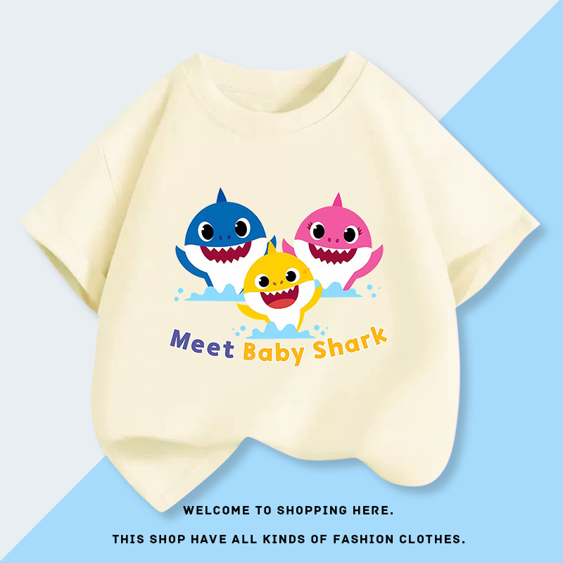 Pequeno bebê tubarão roupas meninos meninas crianças de manga curta camiseta puro algodão verão médio pequeno crianças n