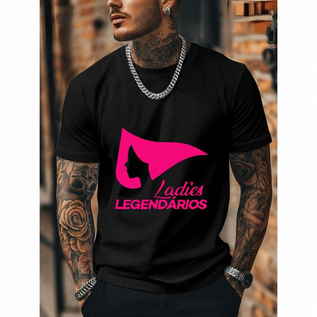 [Premium Algodão Puro]TAC Camiseta Feminina Oversized Streetwear, Estampa Legendários Ladies, 100% Algodão, Estilo Casua