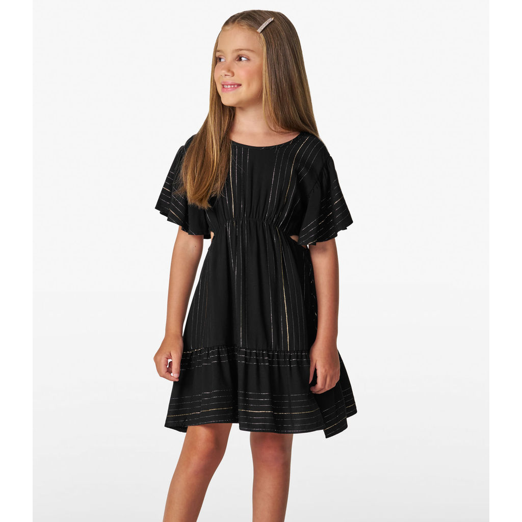Vestido Infantil em Viscose Lurex Trick Nick Preto