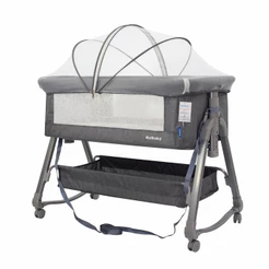 Berço Portátil Moises Co-bed Dobrável Com Abertura Lateral Balanço Mosquiteiro e Cesto até 9kg Cinza KaBaby