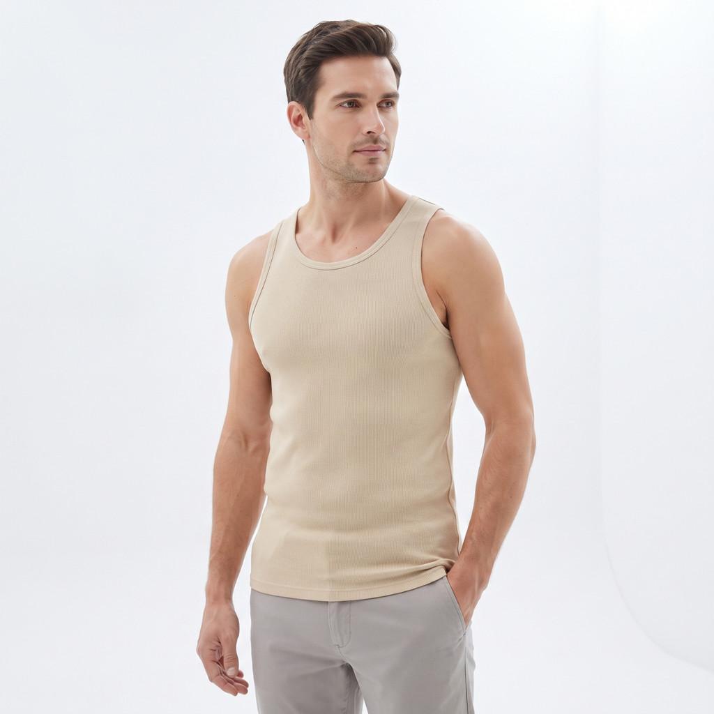 Camiseta Masculina Regata Gola Redonda 100% Algodão Canelada Básica Lisa Confortável Dia a Dia Academia Praia Verão