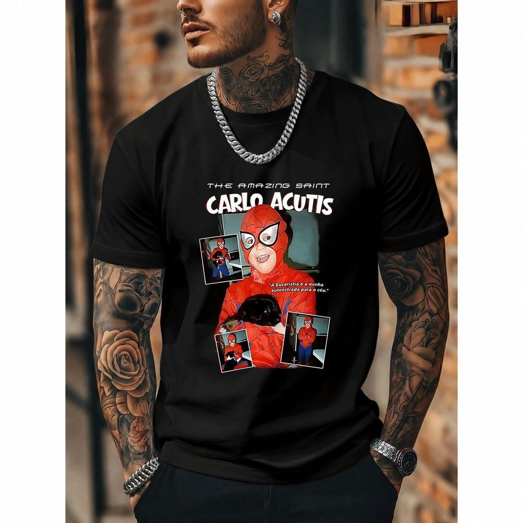 [Premium Algodão Puro]CA Camiseta Oversized Streetwear Masculina e Feminina, Estampa Super-Herói, 100% Algodão, Ideal pa