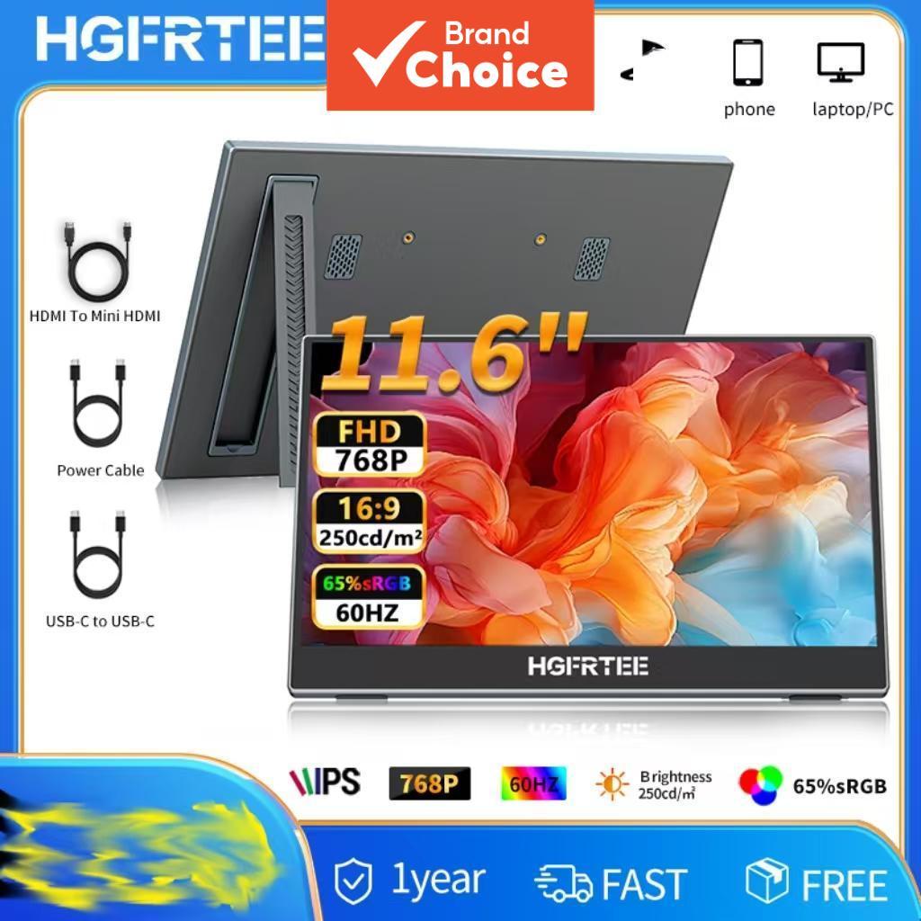 HGFRTEE 11.6 Monitor portátil IPS FHD 768P USB-C HDMI HDR tela externa para laptop PC telefone PS5 Xbox Switch