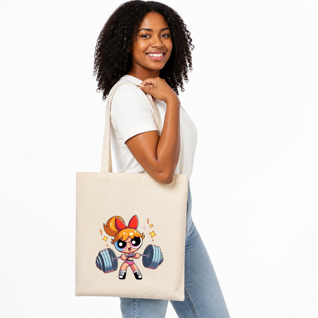 Bolsa Sacola Ecobag Ecologica algodão estampa Meninas Superpoderosas FLORZINHA NA ACADEMIA