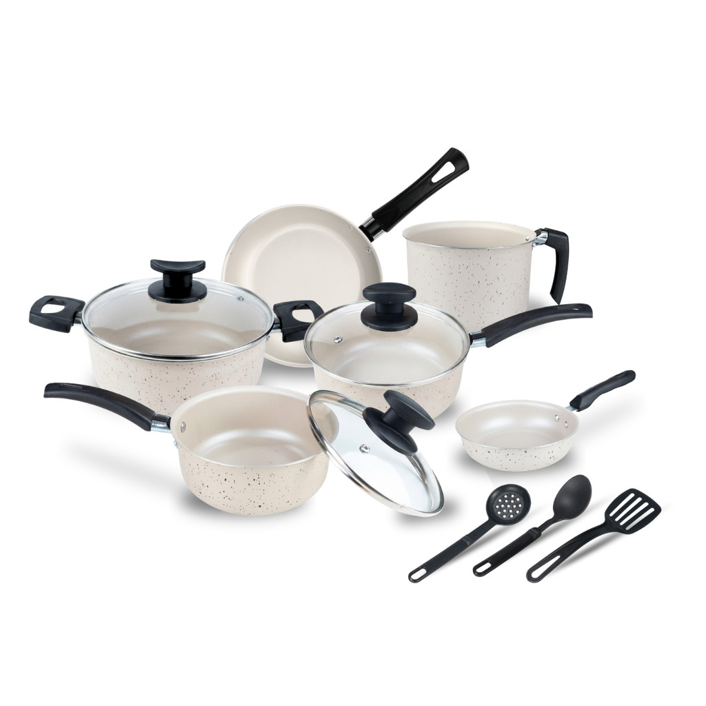 Jogo de Panelas Elegance Antiaderente Teflon 9 Peças Tampa Vidro
