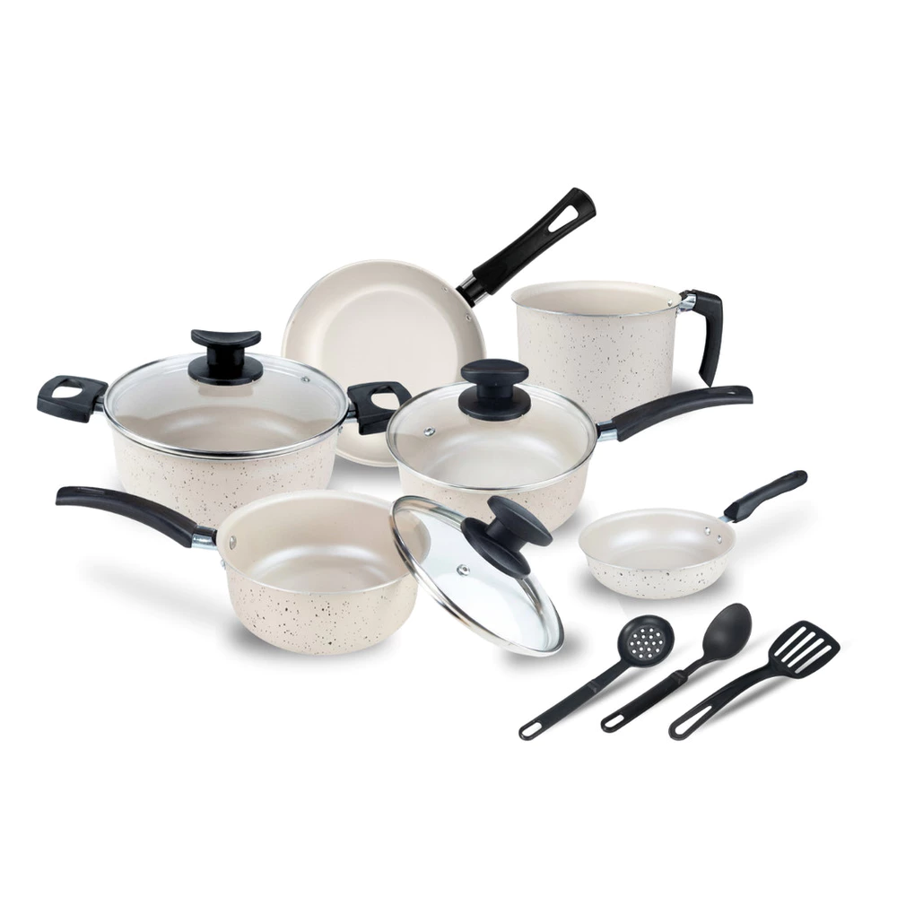Jogo de Panelas Elegance Antiaderente Teflon 9 Peças Tampa Vidro