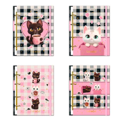 Caderno Argolado Colegial 80fls Cute & Cat - CADERSIL