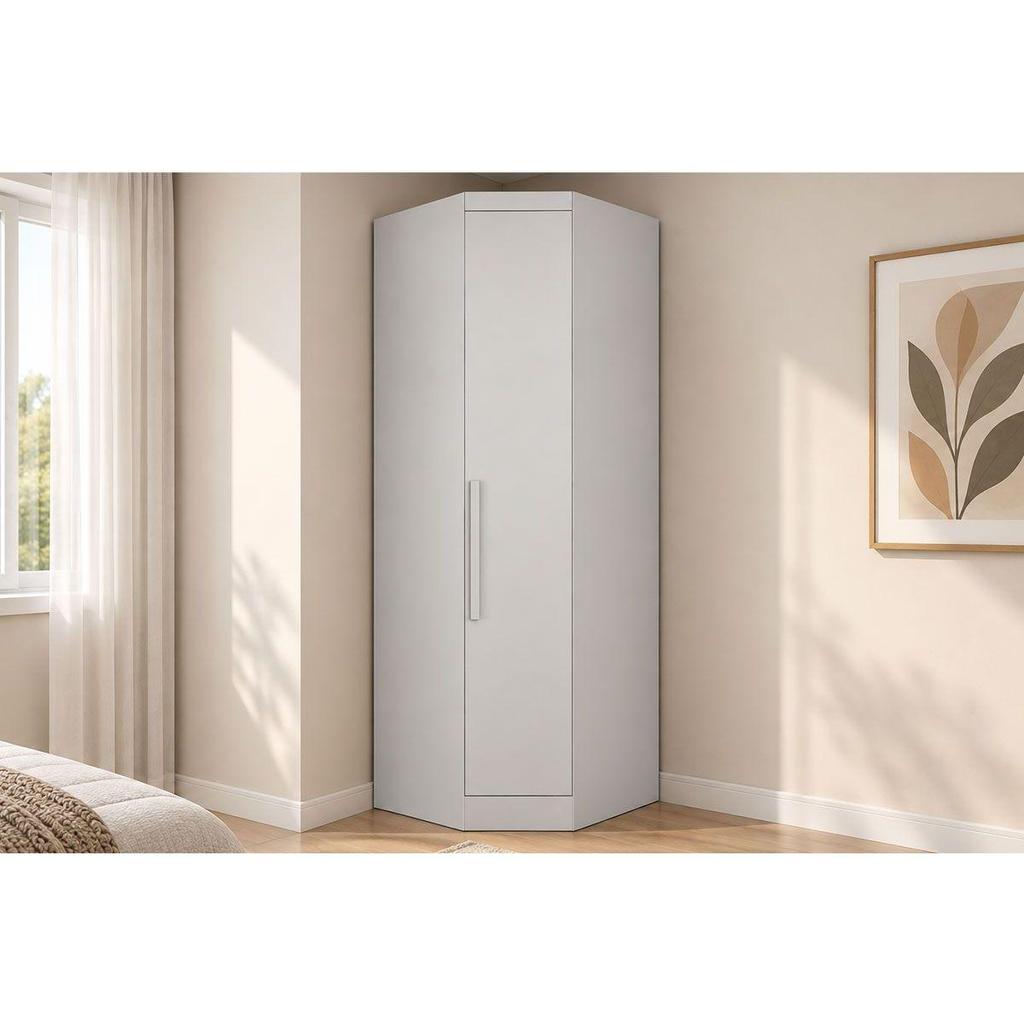 Guarda Roupa Modulado Closet de Canto Oblíquo Rizon c/ 1 Porta cor Branco - Novo Horizonte