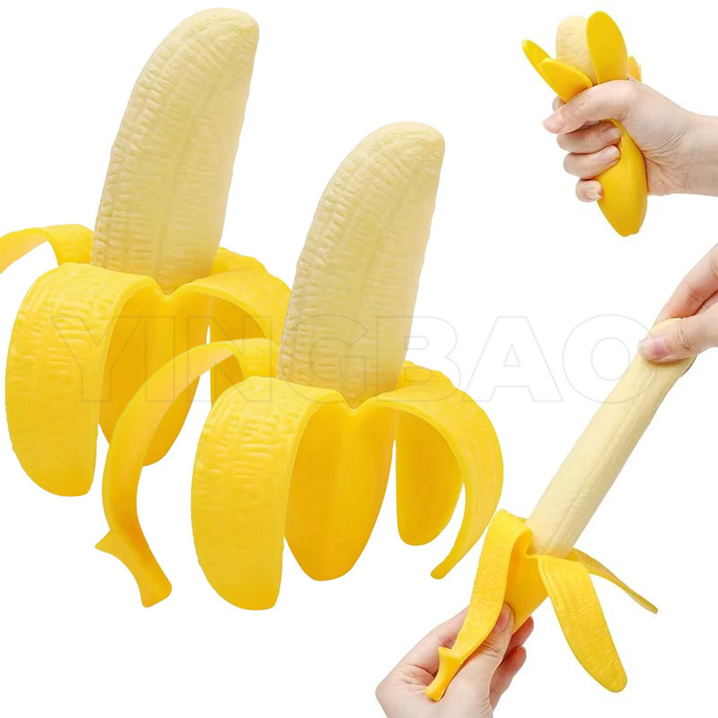 Banana macia de brinquedo, kit com 1 ou 2 unidades, brinquedo antiestresse macio e perfumado, formato de fruta para aper